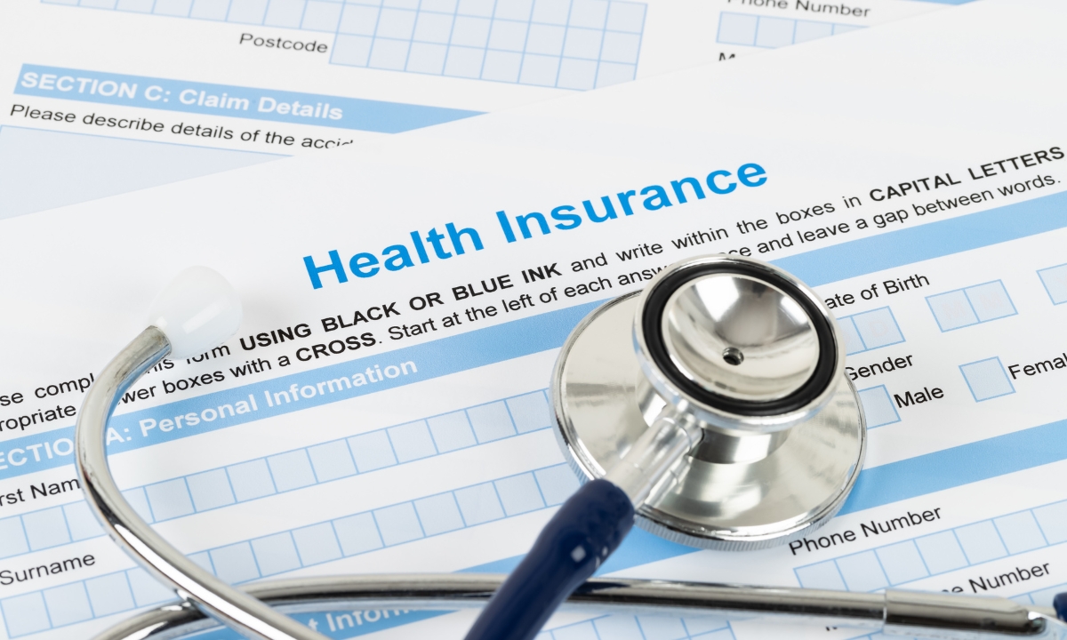 a health insurance form with a stethoscope on it